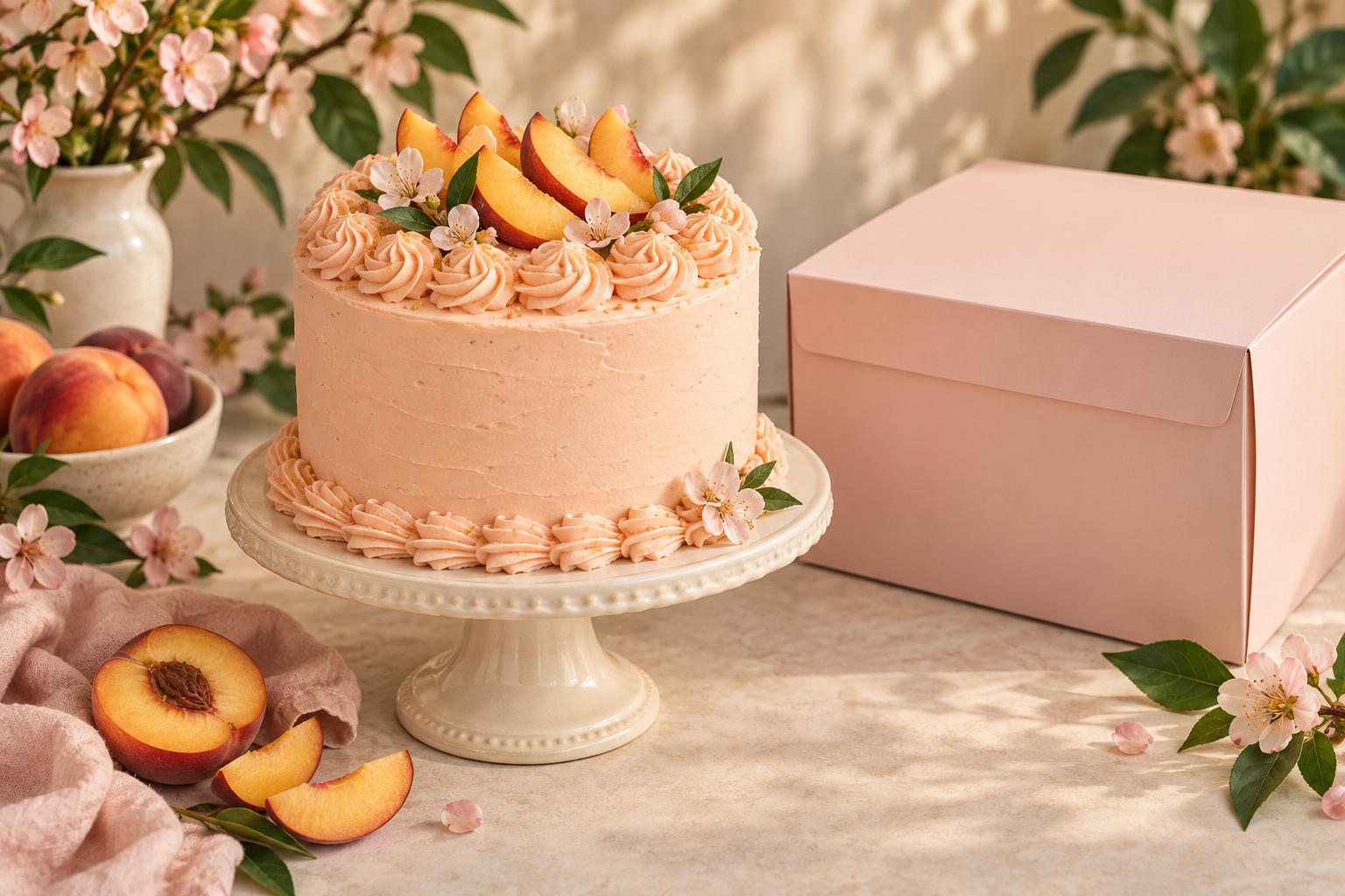 Peach Celebration Cake · conceptual sample image